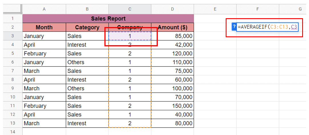 Select any cell in the criteria_range that contains “1”.