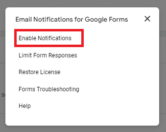 click on the option Enable Notifications.