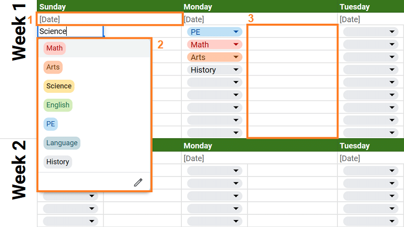 Assignment tracking template—semester assignment spreadsheet