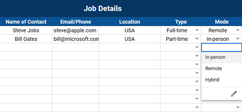 Job mode selection