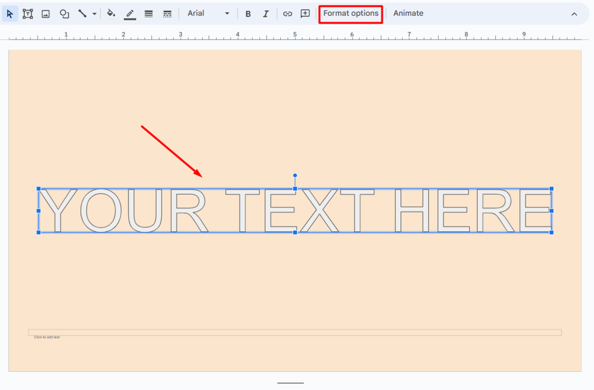 Where to find Format options in the toolbar to edit Word Art