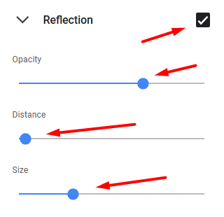 Slider settings in the Format options pane