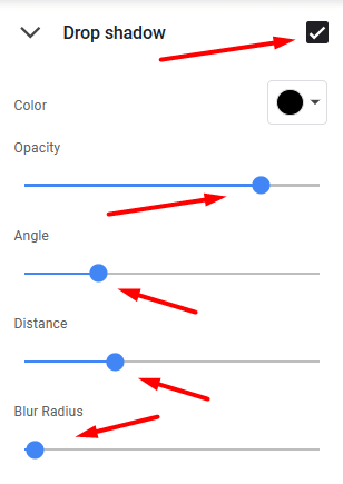 Slider options in the Format options pane