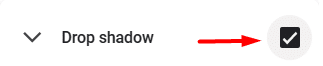 Checkbox for Drop Shadow settings in Format options pane