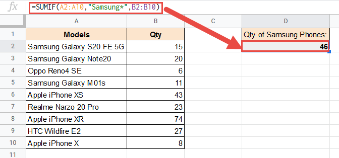 SUMIF formula with wildcard datasets