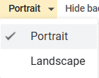 Sheet orientation dropdown list while in Print Preview mode