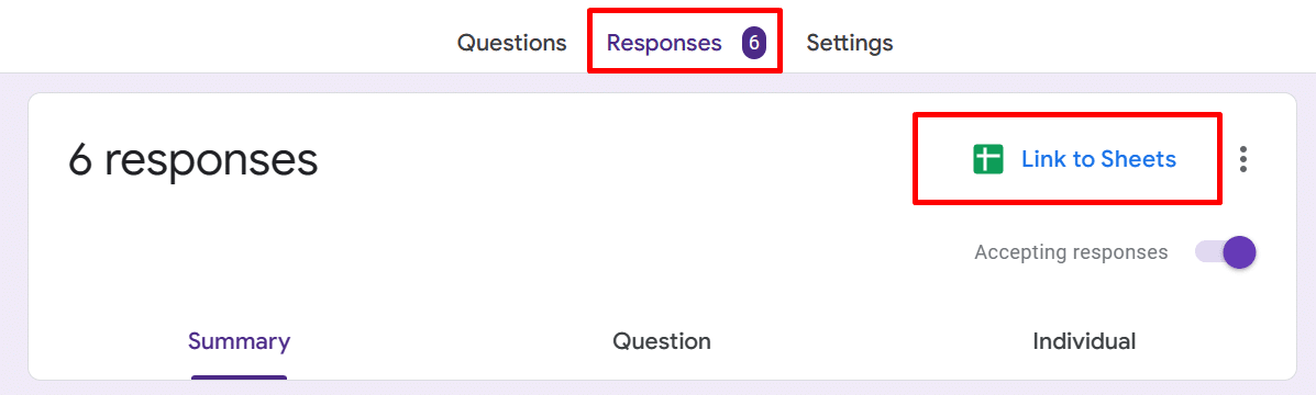 Linking forms to Google Sheets