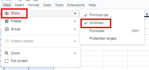 How to hide gridlines in Google Sheets