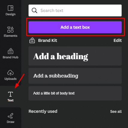 How to add a text box in Canva