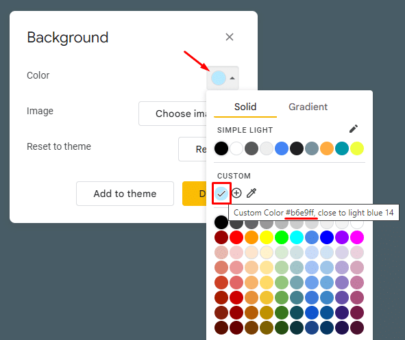 How to change the background color on Google Slides