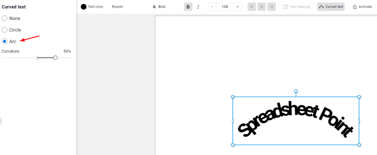 How to curve text on the Shutterstock Editor