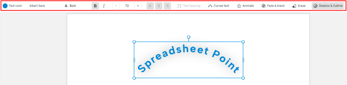 Shuttershock Editor's toolbar to customize curved text