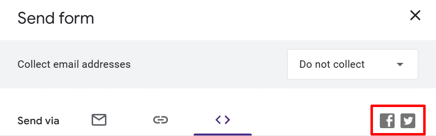 Icons of Facebook and Twitter in Google Forms