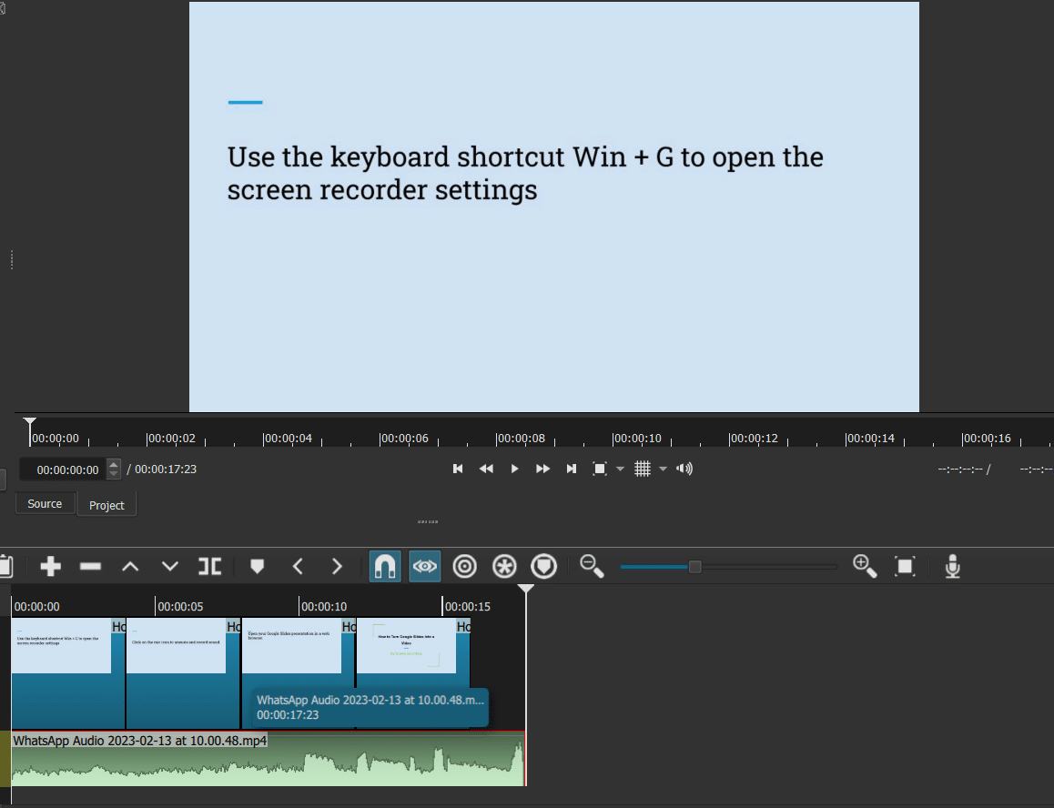 Audio in Shotcut video editor