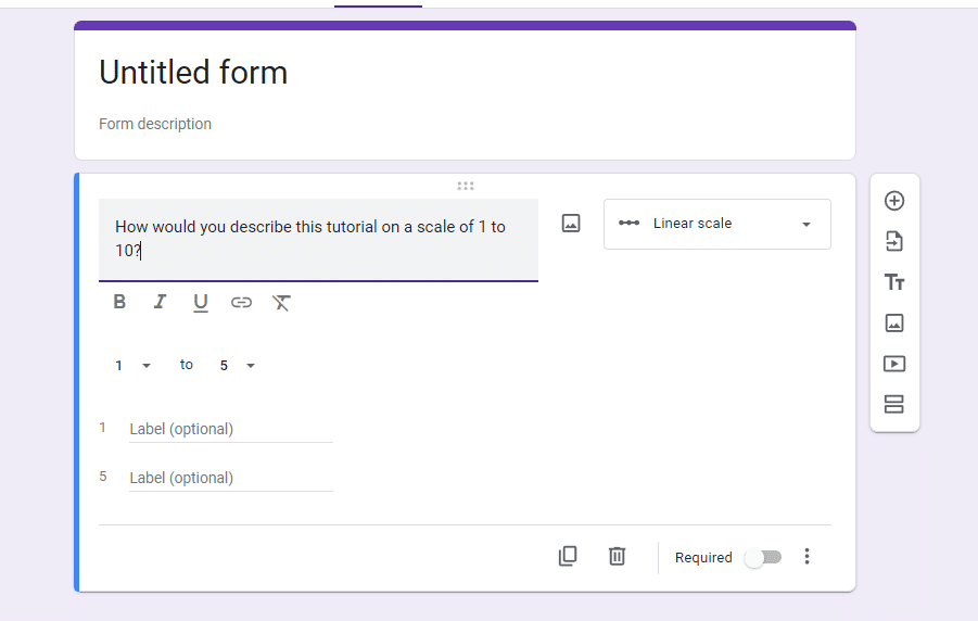 How to create a linear scale in Google Forms