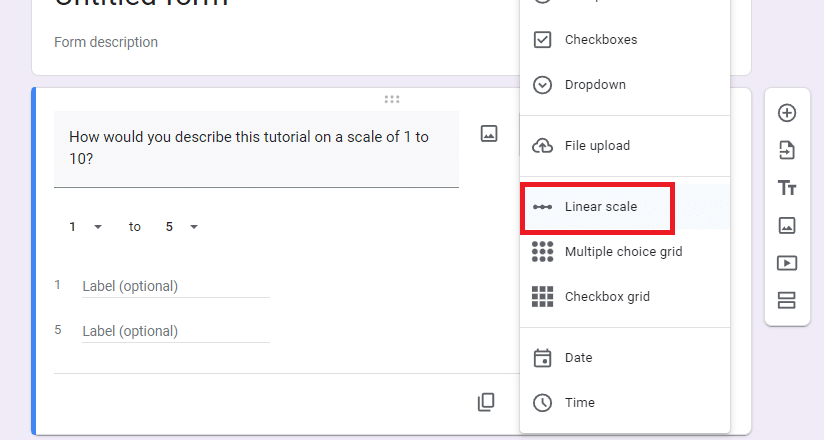 Select linear scale