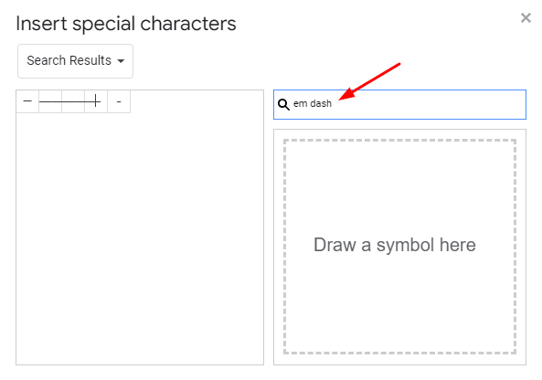 How to insert em dash from special characters