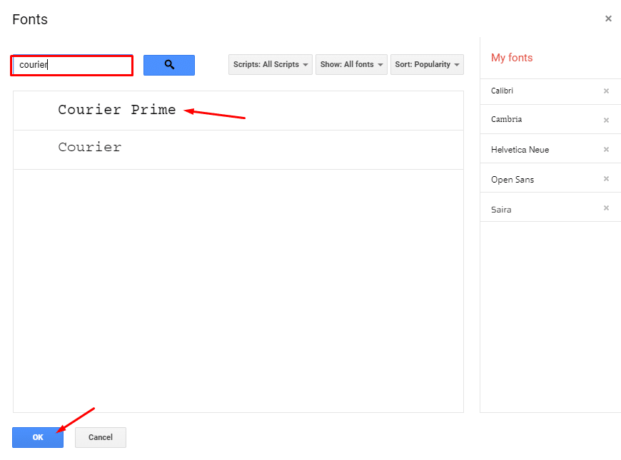 How to Insert Courier Prime Font in Google Docs