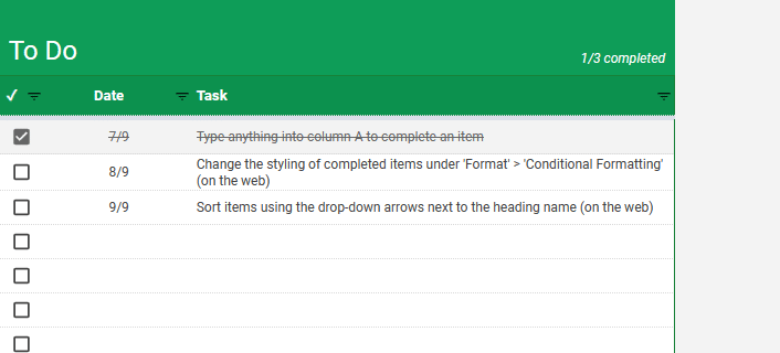 Task List Google Sheets Template