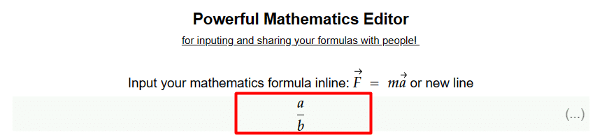 Using the fraction function in matcha.io's math editor to create a fraction 