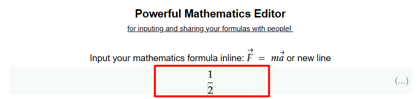 A fraction with the value 1/2