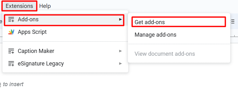 How to access Extensions store in Google Docs