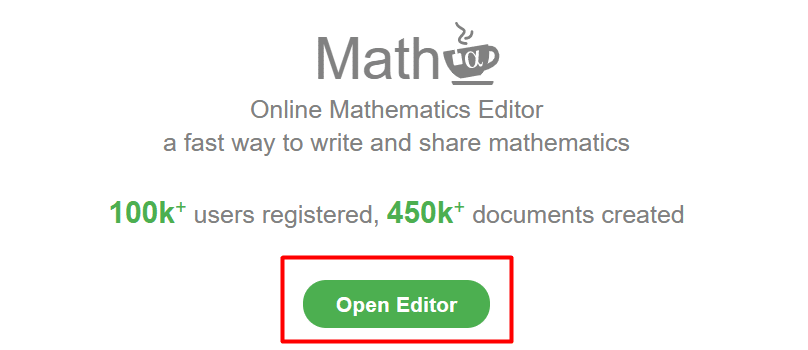 matcha.io home page with Open Editor button