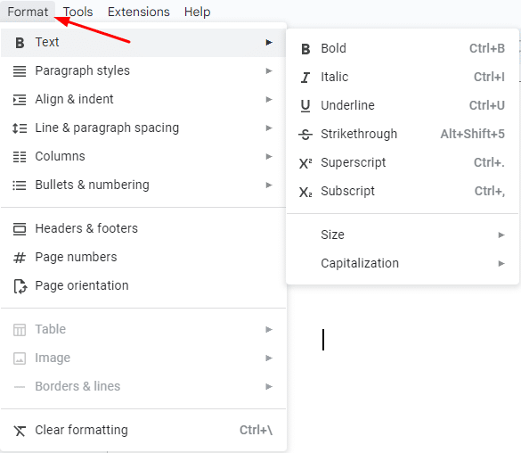 How to format text on Google Docs