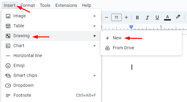How to add drawings in Google Docs