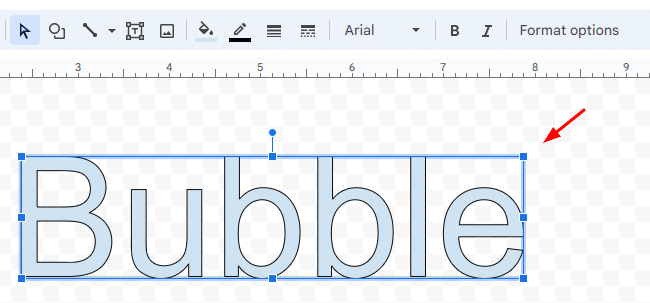 A Word Art of "Bubbles"–How to select Word Art in Google Docs