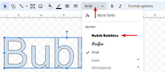 Changing the font of Word Art in Google Docs