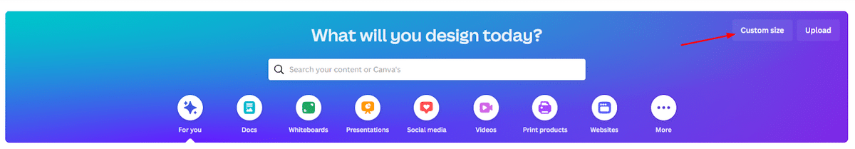 Canva website homepage–How to start a new project on Canva