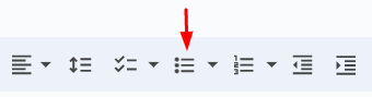 How to add bullet point in Google Docs–Bulleted List icon on the Google Docs toolbar.