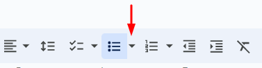 An arrow down symbol on the toolbar.