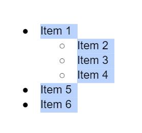 A highlighted list of 6 items with bullet points.