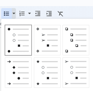 Various icon styles for bullet points.