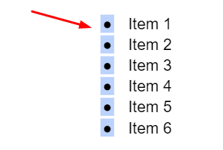 A list of 6 items with highlighted bullet points.