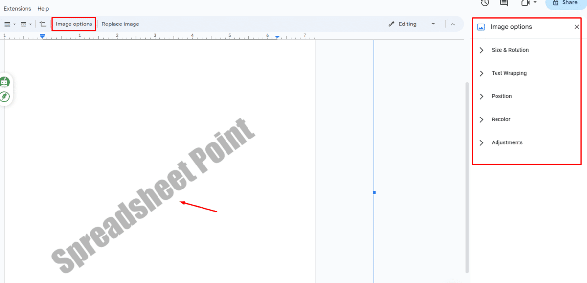 How to adjust image settings in Google Docs