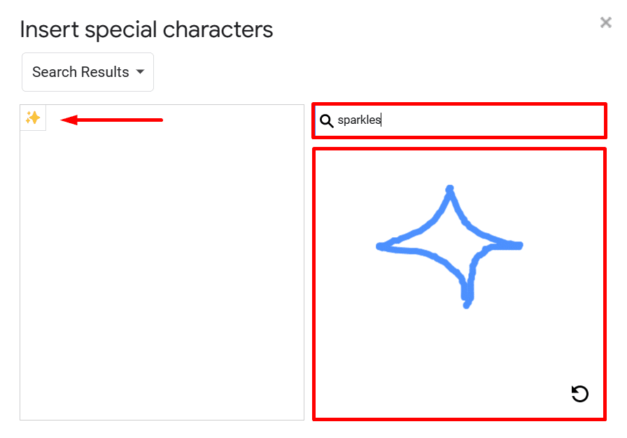 Drawing and searching for a special character in Google Docs