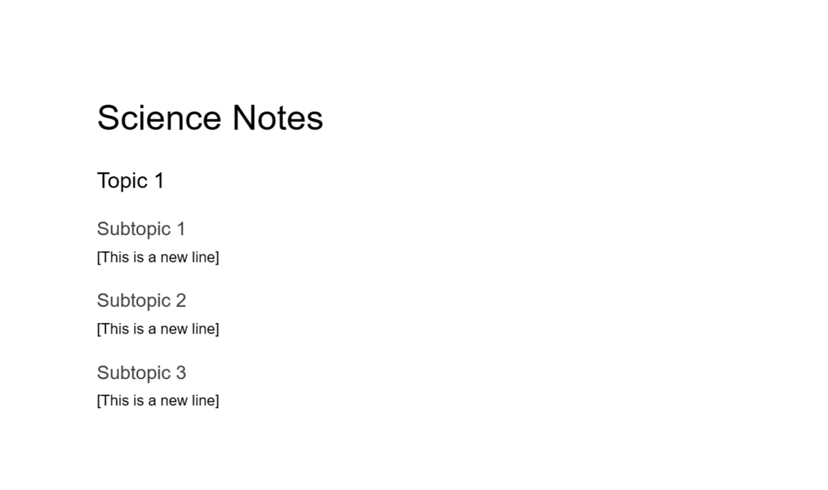 Sample notes in Google Docs