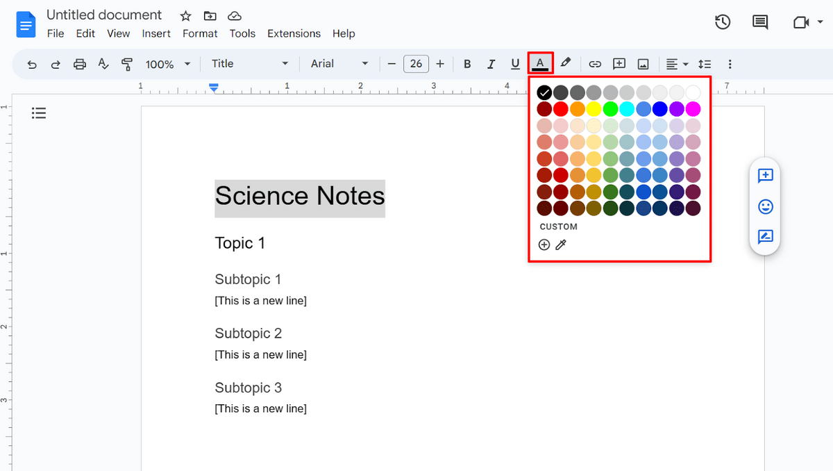 How to change font colors in Google Docs