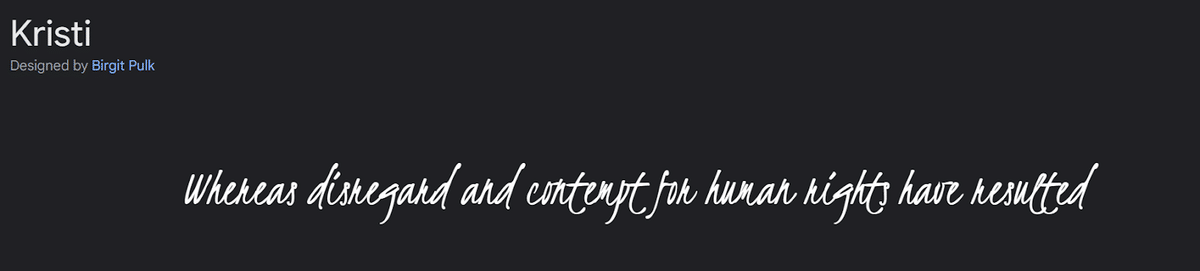 Sample text using Kristi font