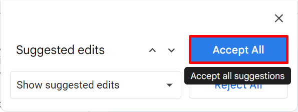 Accept all edits option in Google Docs