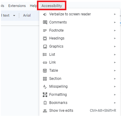 Open the accessibility menu