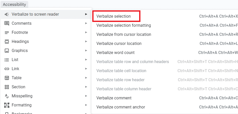 Click verbalize selection