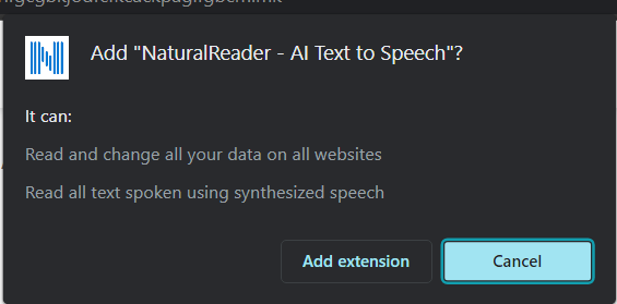 Click Add extension in the prompt that appears.