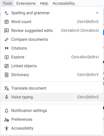 Choose voice typing