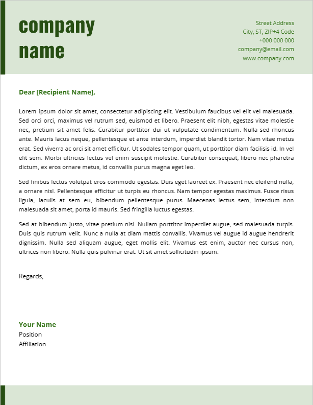 Corporate letterhead template in Google Docs