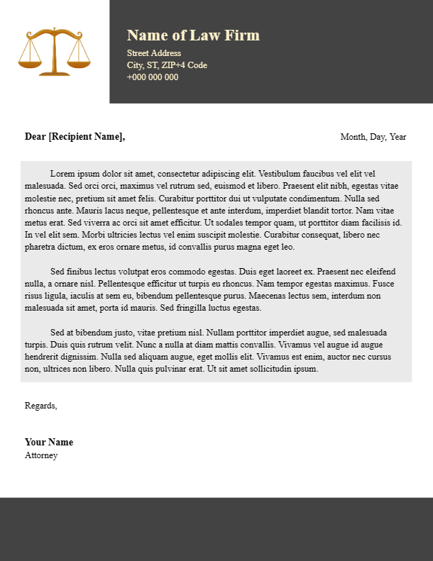 Legal firm letterhead template Google Docs