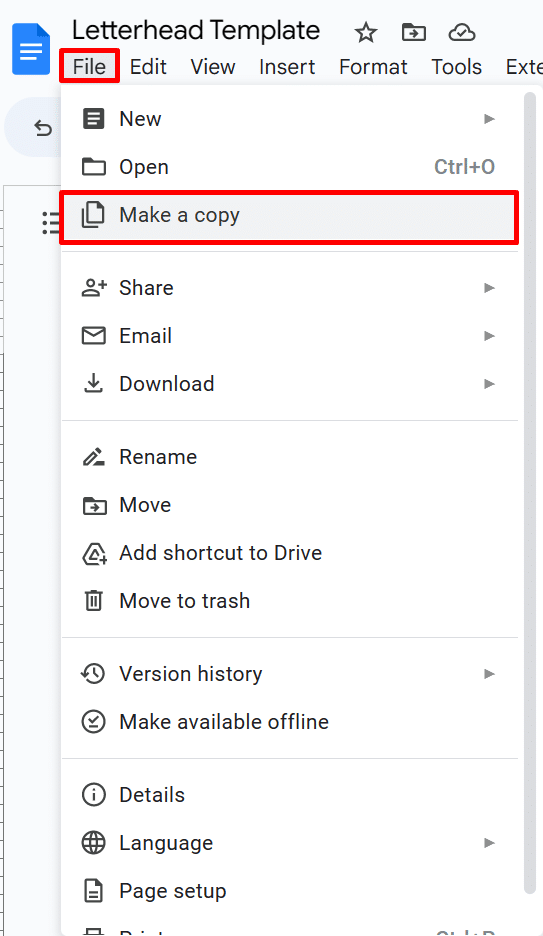 How to make a copy of a Google Document